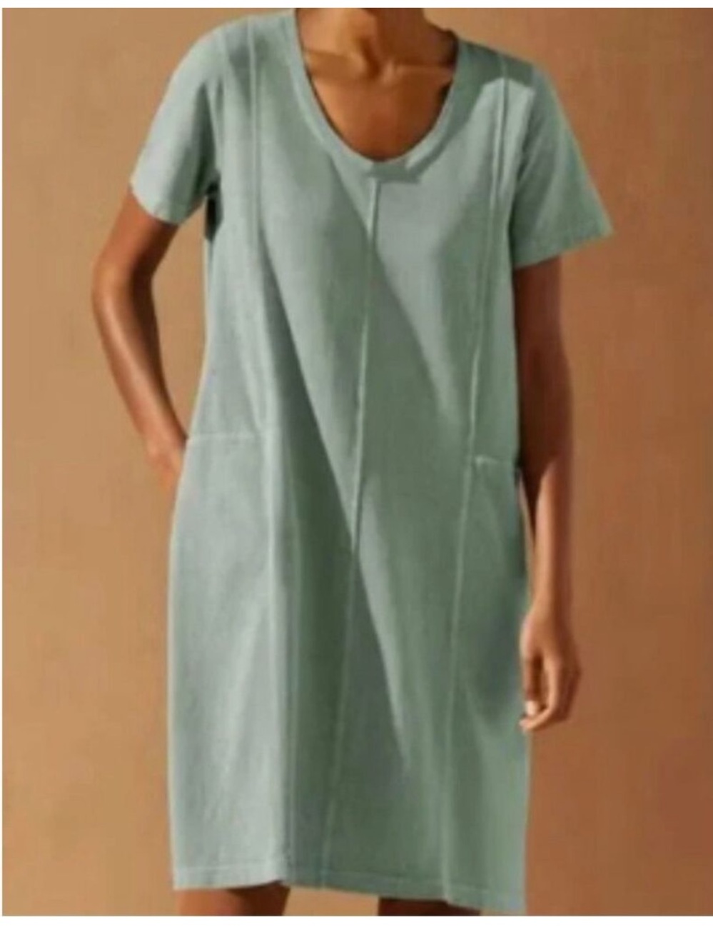 Poetry Women's Dress US 6 Green Hemp Organic Cotton Lagenlook Casual Boho Pocket